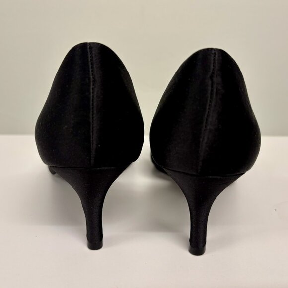 NIB elegant black satin open toe Nina heels womens size 8 - Picture 4 of 7